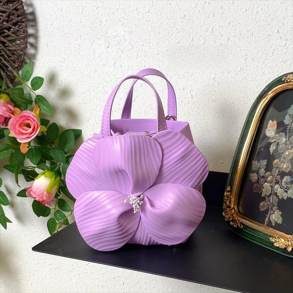 New Chinese-Style Floral Bucket Bag Flower French Mini Tote Bag Drawstring Bucket Purse Women