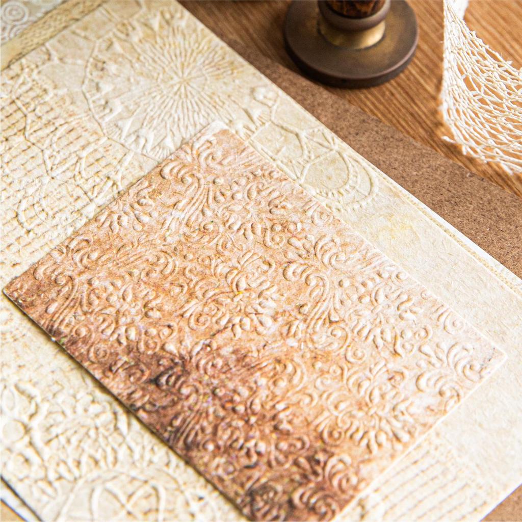 Momo Material Retro Coffee Stain Lace Paper for DIY Journal and Collage Backgrounds