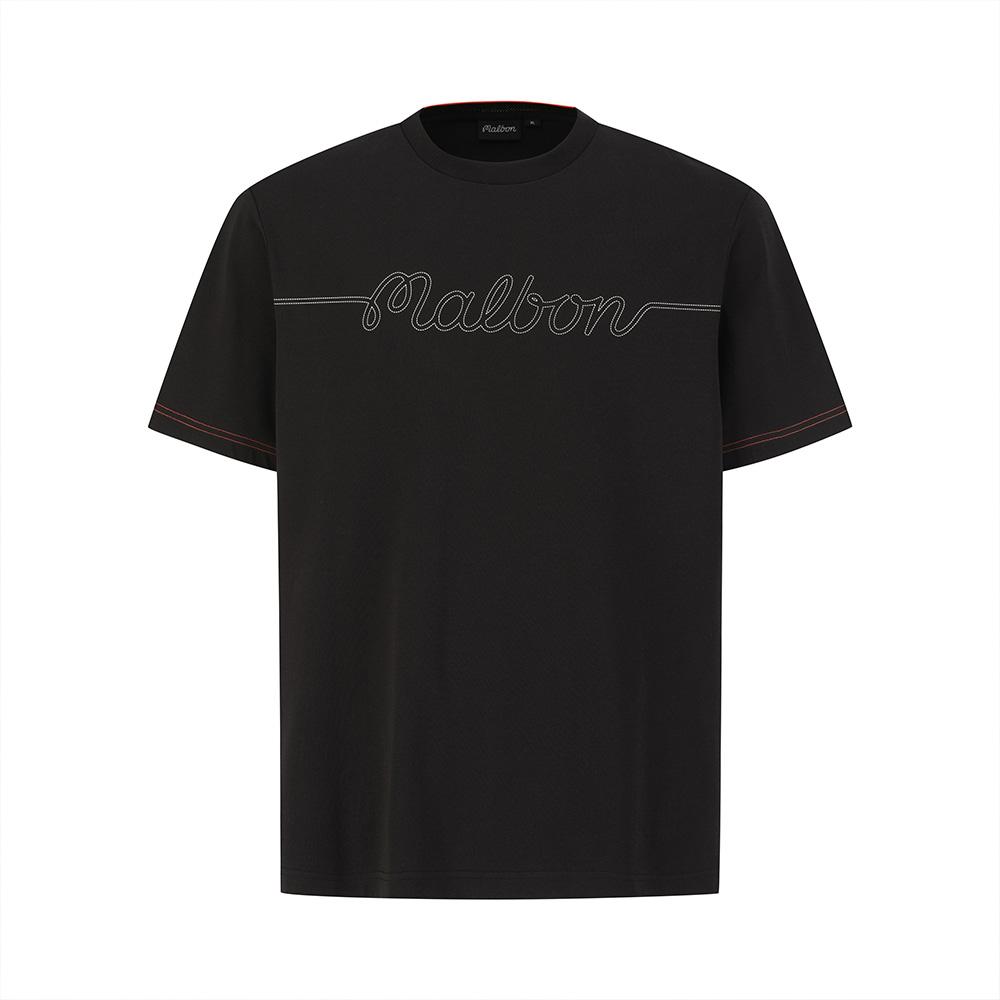 MALBON GOLF Bucket Stitch Uni Round T-Shirt Black