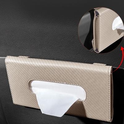 Carbon Fiber Car Tissue Box Universal Mounted Tissue Holder Accessories Auto Interior Paper Towel Storage Bag Seat Back