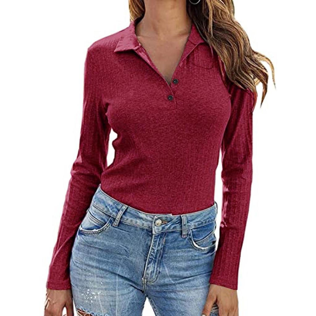 Womens Long Sleeve Shirt Button Down 