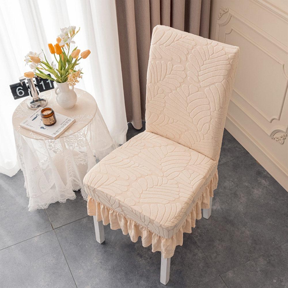 High-elastic Dining Chair Cover Anti-dirty Jacquard Stool Slipcover Skirt Edge Soft Backrest Protector for Home Decoration