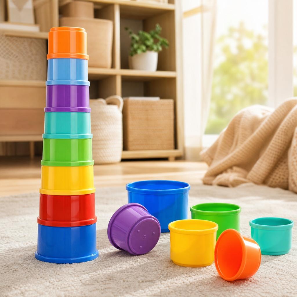 Puzzle-Stapelbecher Spielzeug gegen Langeweile, Zufällige Farben, Stapelbares Design