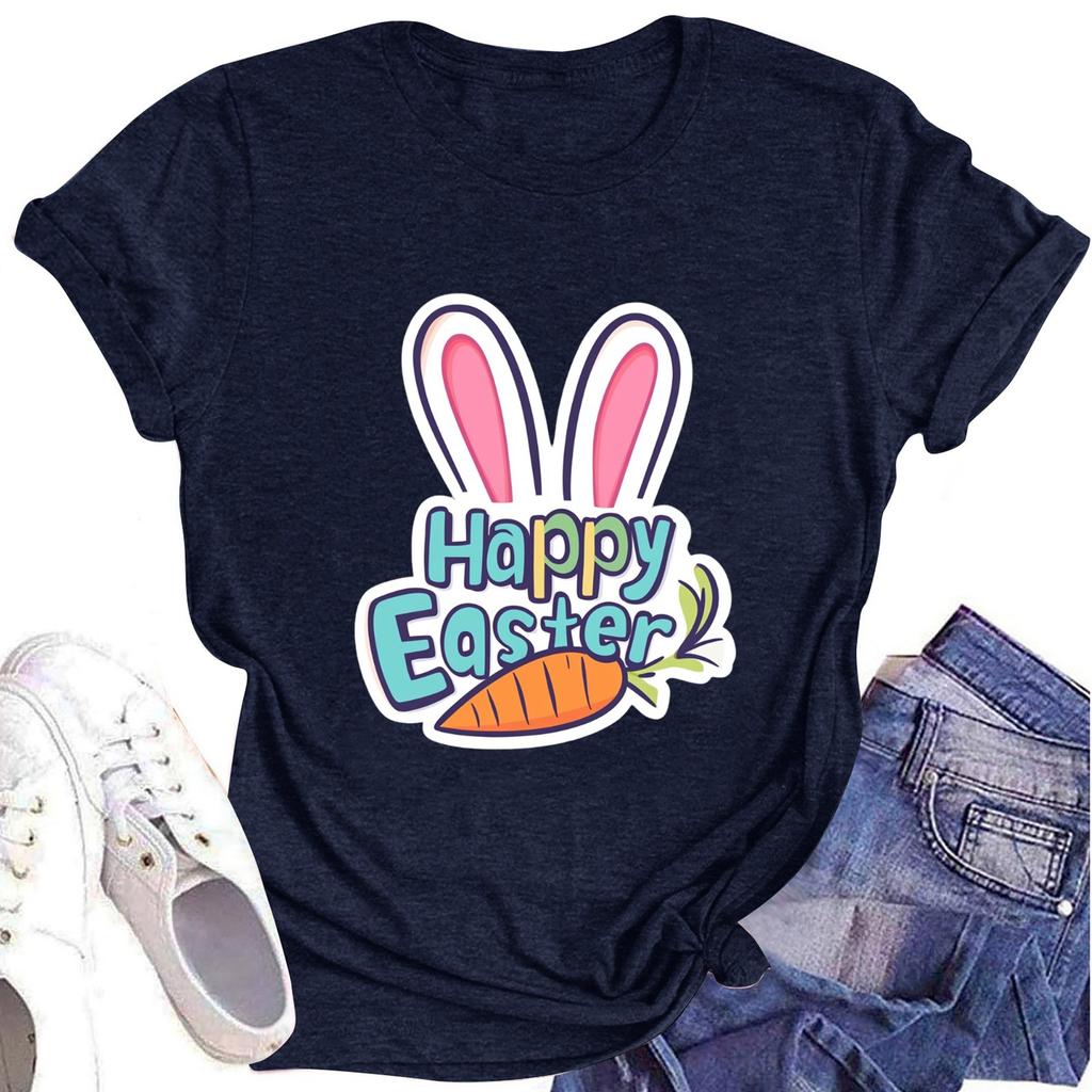 Women's Printed Round Neck Short-sleeved T-shirt Top