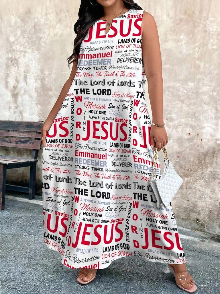 Plus Size African Impressionist Gold Leopard Sleeveless Long Dress