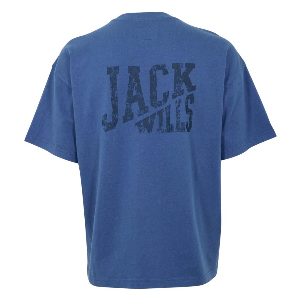 Jack Wills Mens Back Print Distressed Hem Regular T-Shirt