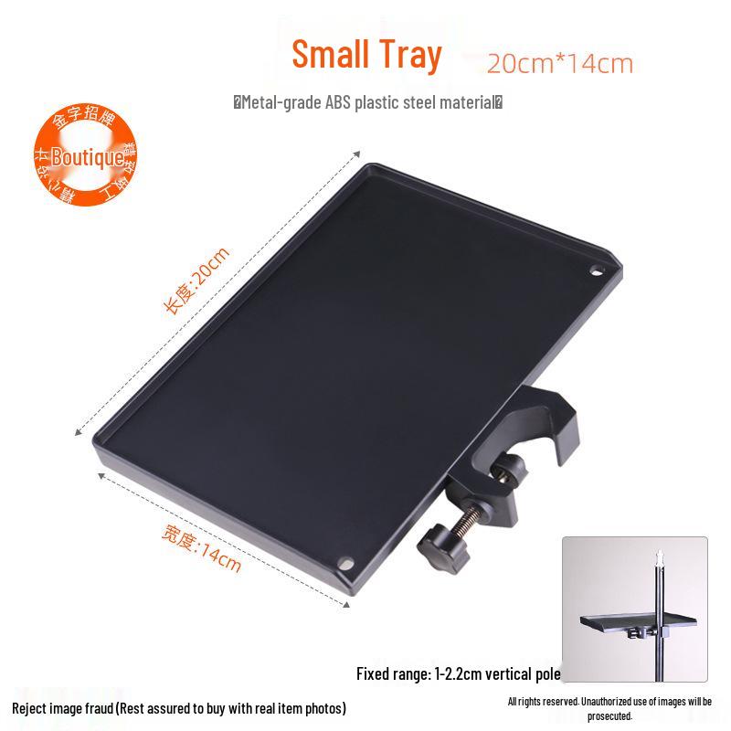 

Universal Floor Stand Bracket: Sound Card Tray, Phone Live Streaming Rack, Mic Stand Extension & Accessories Storage.