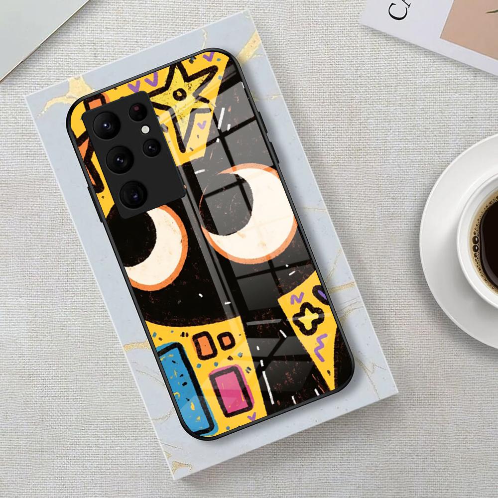 Cats Gathering Crayon Phone Case For Samsung S25 Edge Ultra 23 22 21 20 Ultra Plus S24 Fe A54 53 25 Glass Cover