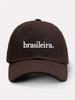 Black Embroidered Brasileira Baseball Cap Adjustable Casual Hat For Women Outdoor Sun Protection