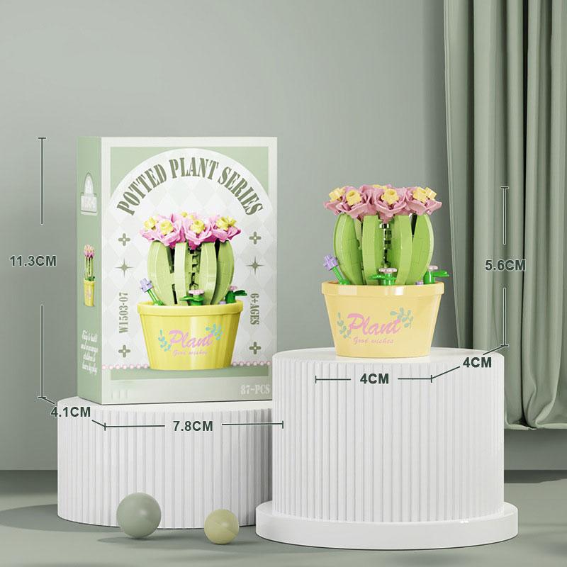 Eternal Flower Bouquet Bonsai Potted Plant Micro Building Blocks Model Home Decoration Puzzle Toys Kids Birthday Christmas Gifts