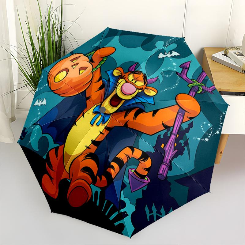 

1pc Halloween Tigger Fully Automatic Folding Portable Umbrella, 8 Steel Frames, Three-Fold Design, Suitable for All Seasons, Suitable for Ou