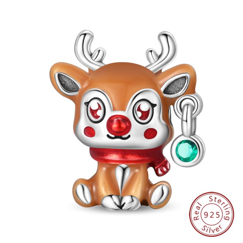 New Winter Charms Bead Copper Snowflake Snowman Penguin Deer Dangle Fit Bangle Bracelet Necklace Diy Jewelry