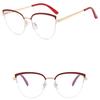 Women's Glasses Anti-Blue Light Fashion Personality Art Retro Cat Eye Metal Plain Glasses Driving Students' Street Shot Commuting Glasses