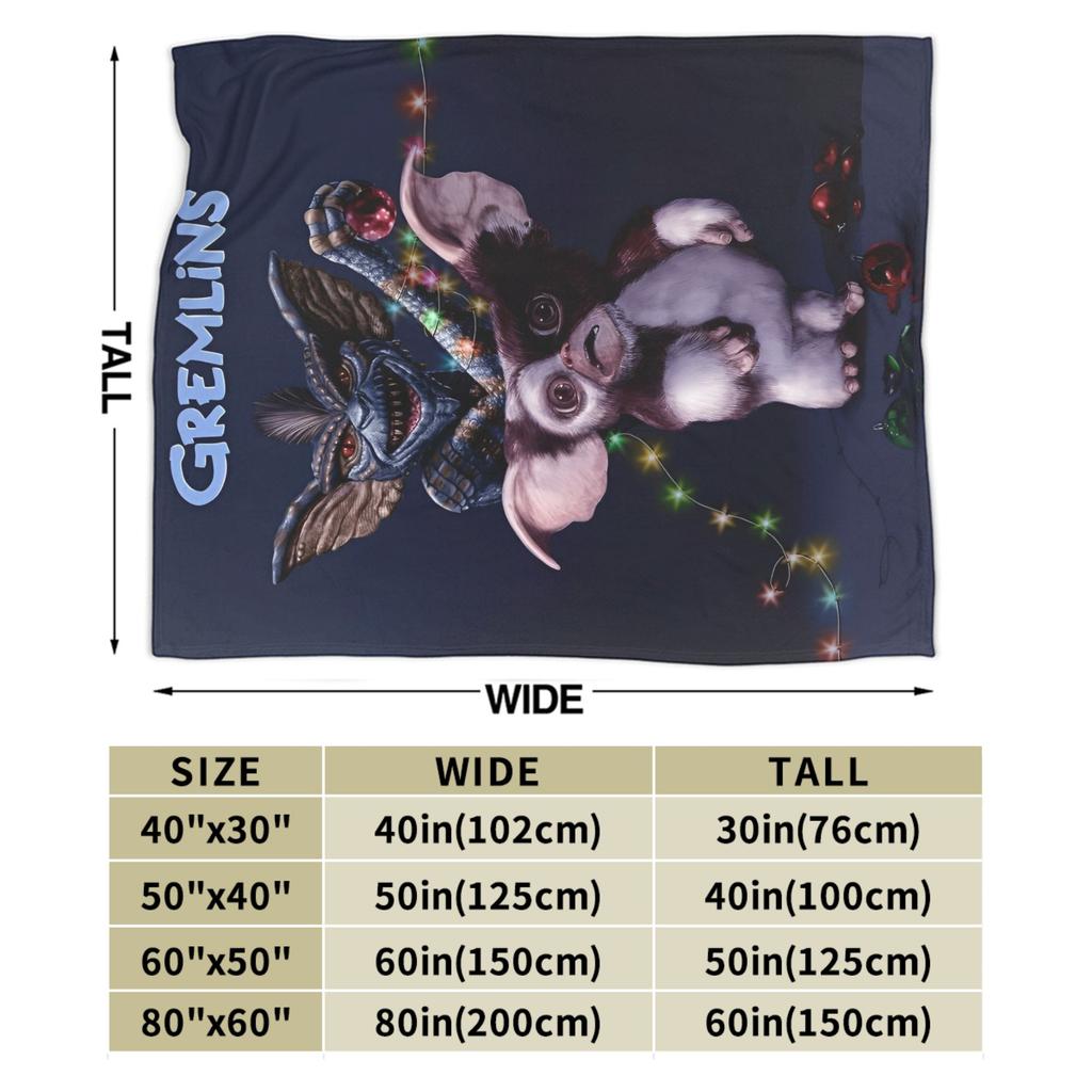 Gizmo Mogwai Monster Gremlins  Warm Soft Blankets  Travel Plush Throw Blanket Print Couch Chair Flannel Bedspread Sofa Bed Cover