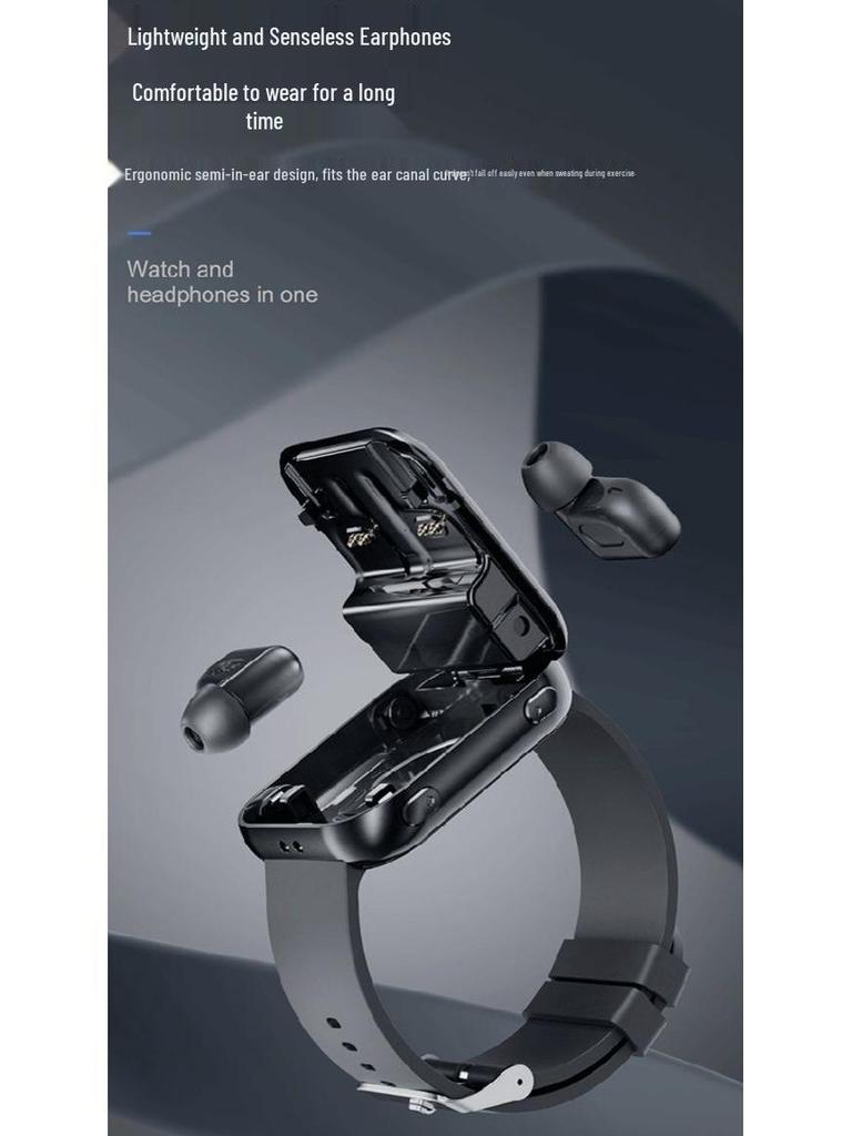 New T1 Smartwatch & TWS Earbuds: 2-in-1 Bluetooth Call, Music, Pedometer, Sports Watch - Black