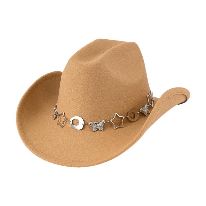 Fashion Star Butterfly Chain Cowboy Cap For Women Men Western Hat Fashion Accessory for Music Festival Theme Party