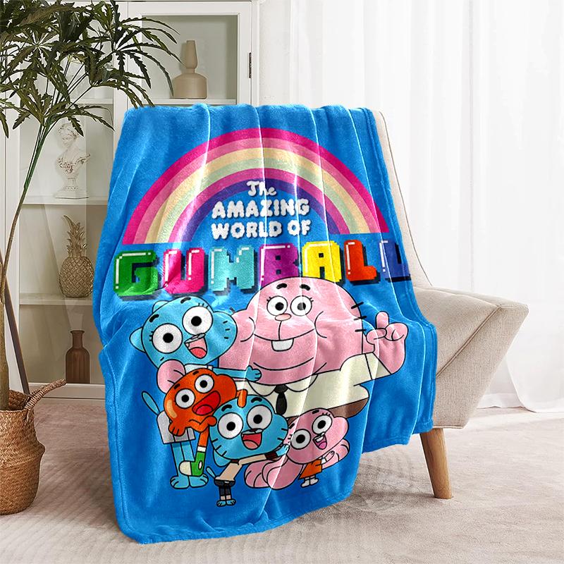 1pc Blanket The Amazing World of Gumball1 Print Design, Lightweight Blanket for Sofa, Bed- Soft &Warm, Gift for All Seasons Like Christmas, Halloween