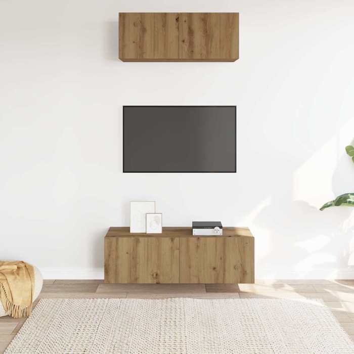 VidaXL Set of 2 Wall-Mounted TV Units Artisan Oak, TV Stand, Media Unit, TV Console, Hi-Fi Unit, Center 3329006