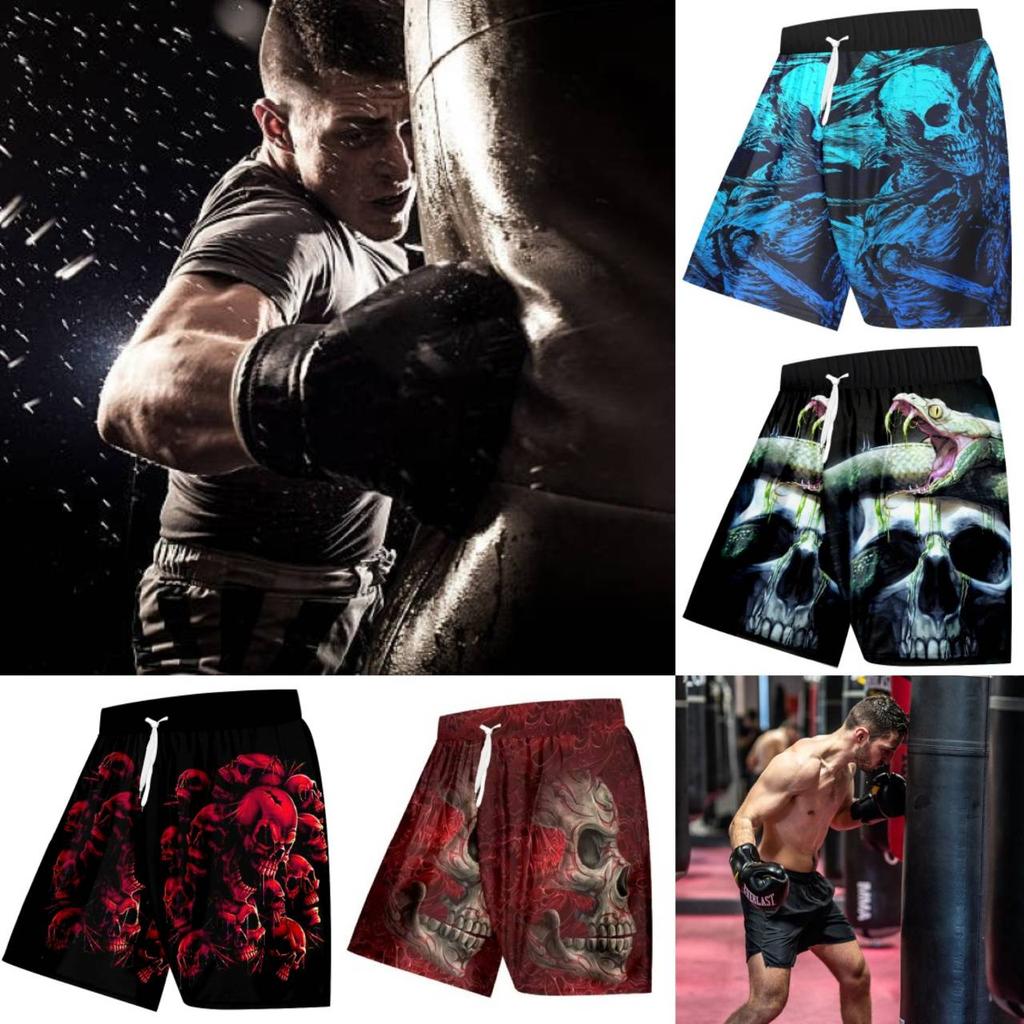 Horror Skull Ghost Skeleton Boxing Shorts Pants 3D Print Fighting Training Unisex Men Women Quick Dry Fitness Gym Sport Workout Casual Streetwear