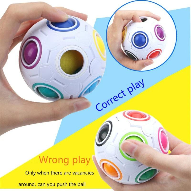 Cubo Antiestresse Bola Arco-Íris Quebra-Cabeças Cubo Mágico de Futebol Brinquedos Educativos de Aprendizagem para Crianças Adultos Crianças Brinquedos Aliviadores de Estresse