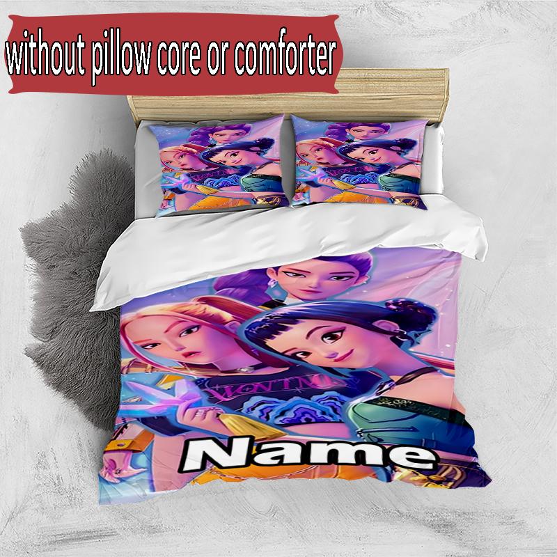 Set copripiumino 3 pezzi (1*Copripiumino + 2*Federe, Senza Nucleo), Set Biancheria da Letto Personalizzato con Nome KPop Cacciatori di Demoni, Decorazione Camera da Letto Casa Regalo
