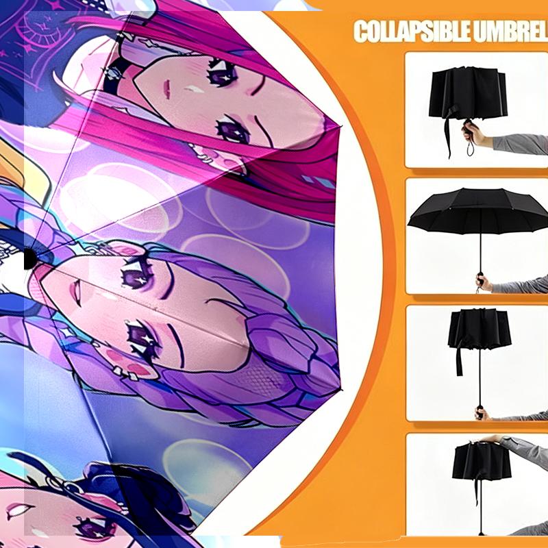 KPop Demon Hunters Print Umbrella Automatic Opening/ Closing - Portable Foldable Design - Daily Use for Travel/Outdoor - Gift for Birthday