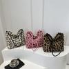Chic Oversized Plush Leopard Print Tote Bag For Women In Brown White And Pink Perfect For Daily Outings