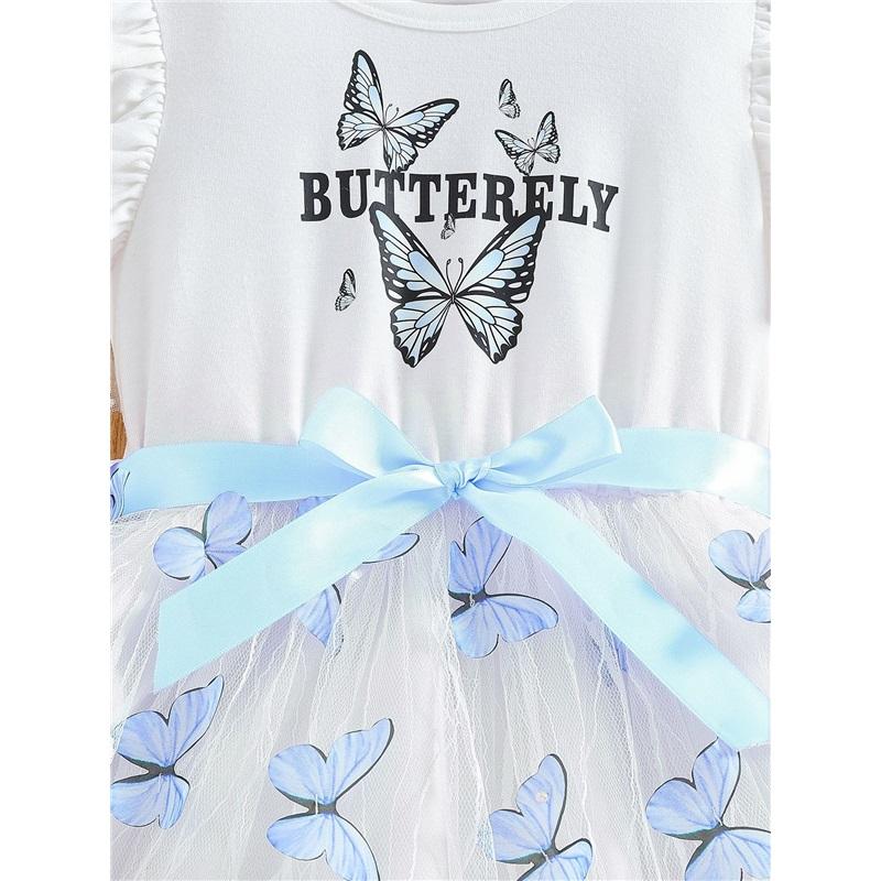 Sweet Butterfly Print Gauze Dress For Girls - Summer Children's Fashion Princess Dress