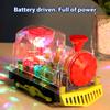 Juego de tren eléctrico transparente con engranajes eléctricos y luz musical, juguete giratorio para niños