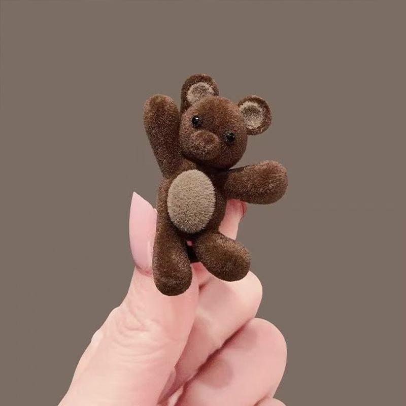 1PC Cute Waving Little Velvet Bear Hairpin Delicate Compact Duckbill Clip for Bangs And Side Hair Accessory