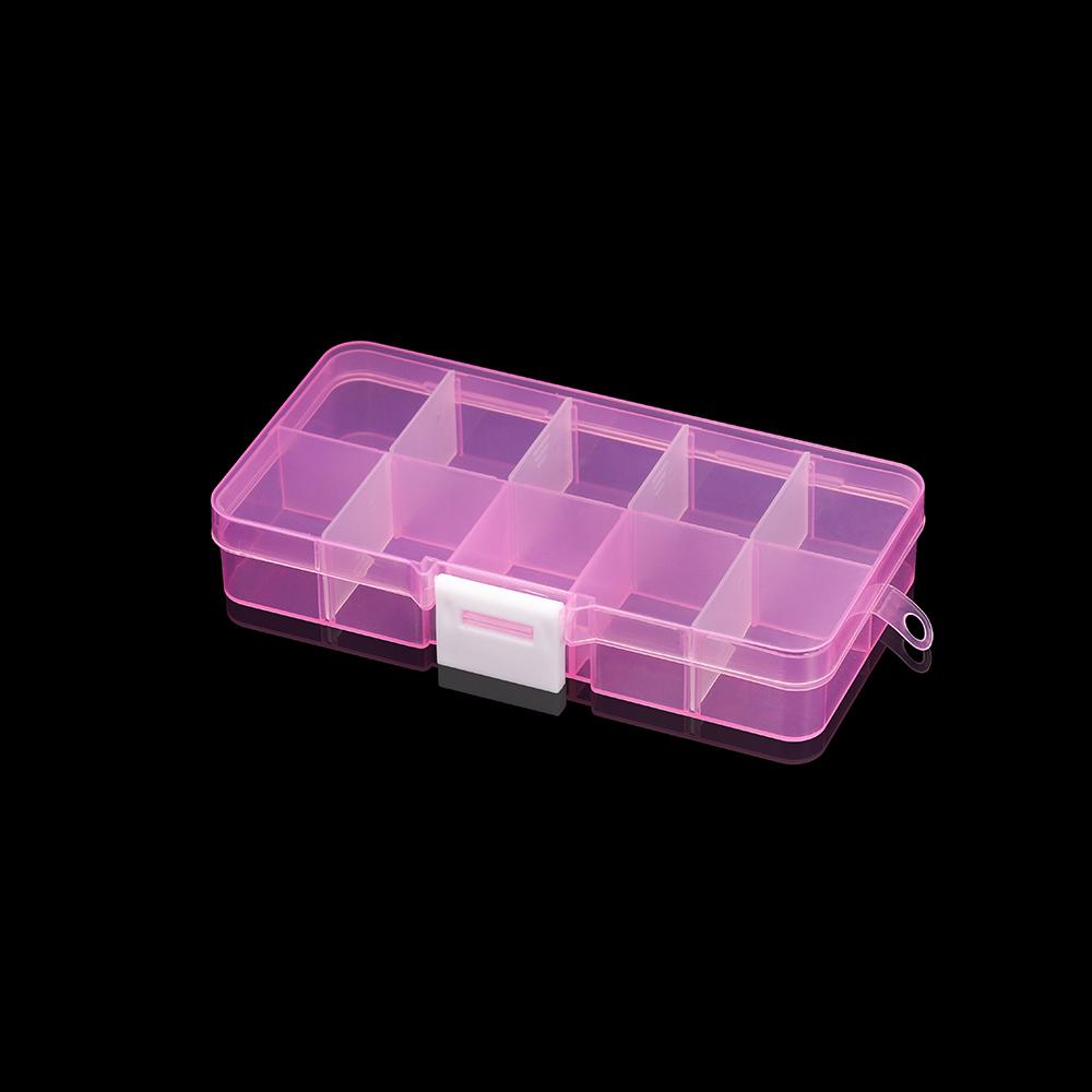 

Plastic Rectangle Slot Adjustable Jewelry Necklace Transparent Storage Box Case Holder Craft Organizer Beads Jewelry Container розовый
