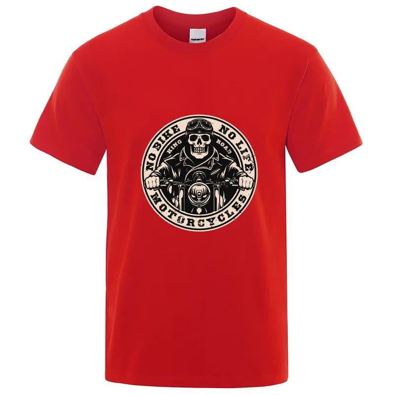 Bavlněné tričko s krátkým rukávem Motocyklový závislák Píst Lebka Tričko Pánské Hip Hopové Tričko Cool Trička Harajuku Streetwear Móda