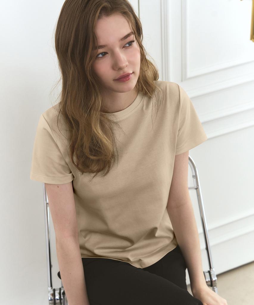 Deuloupisumeon Supima Silket Slim Short Sleeve T-Shirt [Beige]