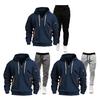 2 stuks/set Heren sportpak met capuchon, lange mouwen, trekkoorddesign, sweatshirt, joggingbroekset, atletisch trainingspak
