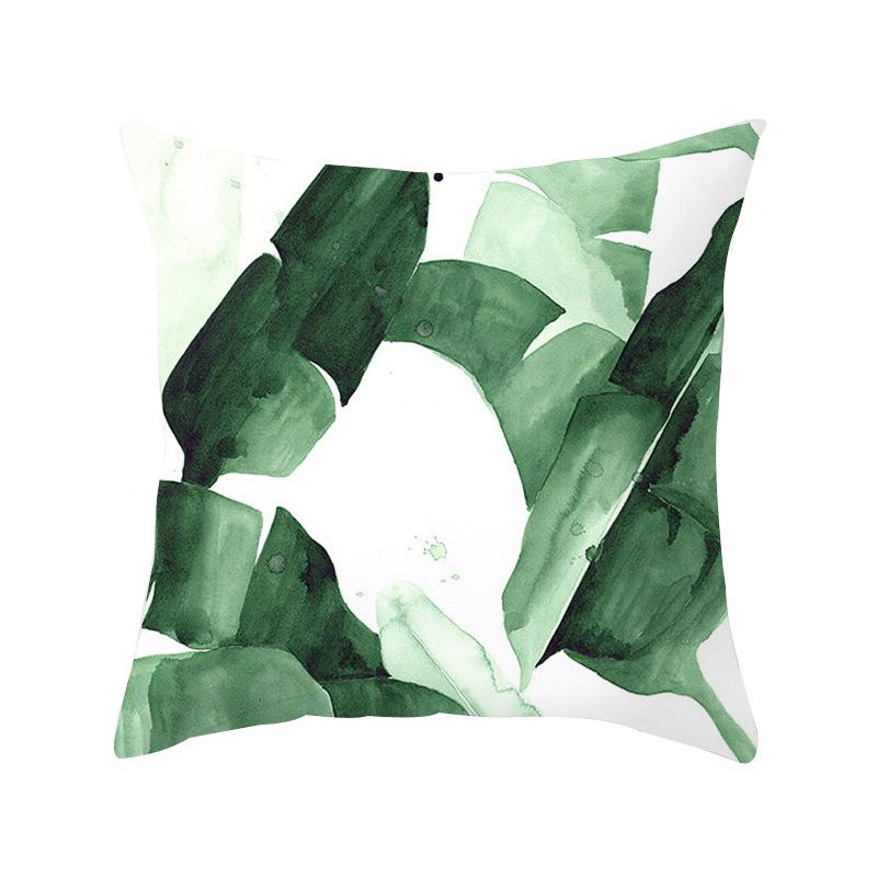 Fashionable Tropical Plant Polyester Pillowcase Office Fabric Sofa Cushion Cover Home Peach Leather Velvet Pillowcase