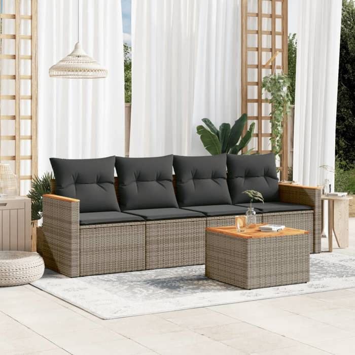 VidaXL Garden Lounge Set with Cushions 5 Pcs, Patio Sofas, Patio Furniture Set, Outdoor Furniture, Grey 3258182