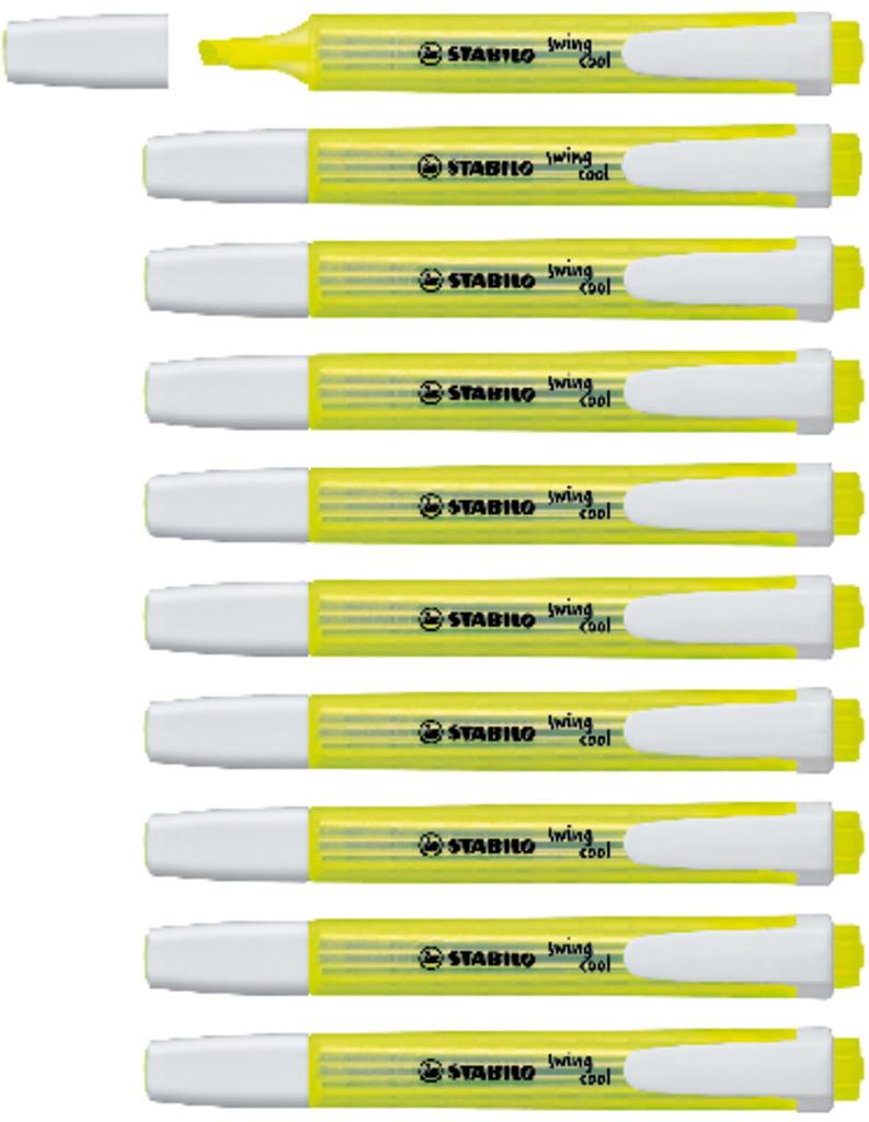 Stabilo Swing Cool Textmarker Wasserbasiert Keilspitze 1-4mm Strich Gelb Ref. 265/24 [10er-Pack] Textmarker (Parallelimport)
