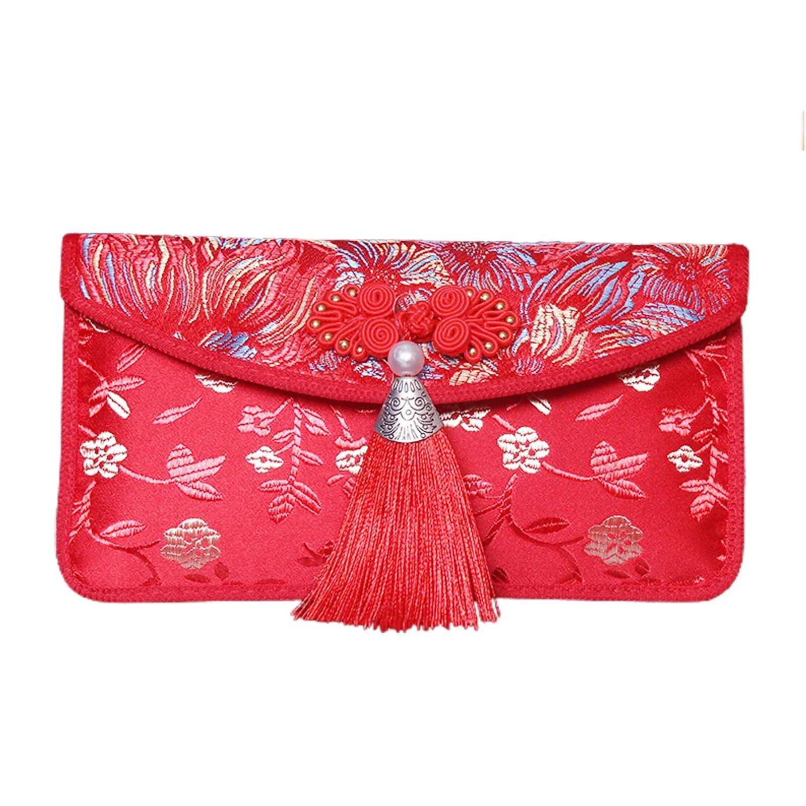 

Chinese Spring Festival Red Lucky Money Pockets New Year s High-Quality Pearls Tassels Art Ornaments Wedding Red Envelope