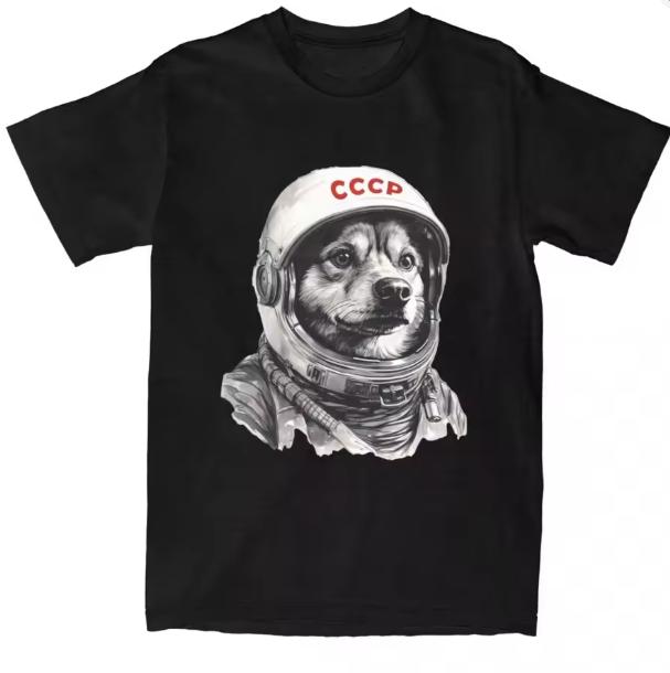2026 Leika Space Uzbekistan Astronaut Dog Pattern TShirt Short Sleeve Casual Wear Unisexs And Unisexs TShirts Unisexs Jacket