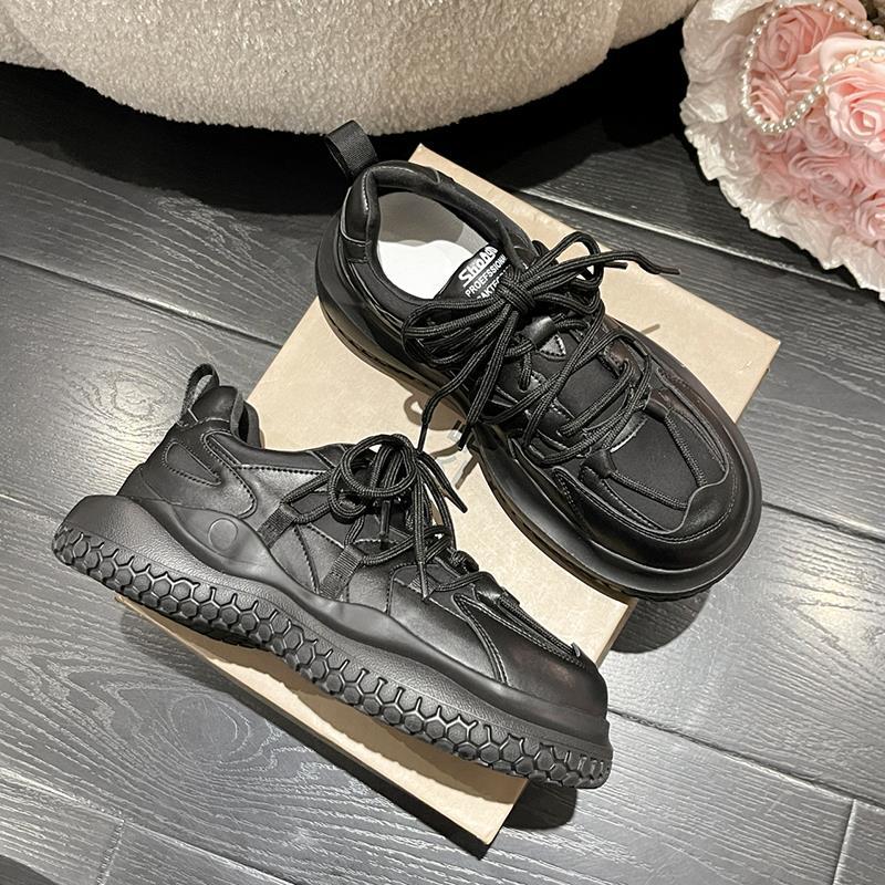 

Белые туфли на толстой подошве для папы, женские, ретро, 2025, новые осенние универсальные легкие кроссовки для студентов 40 чёрный