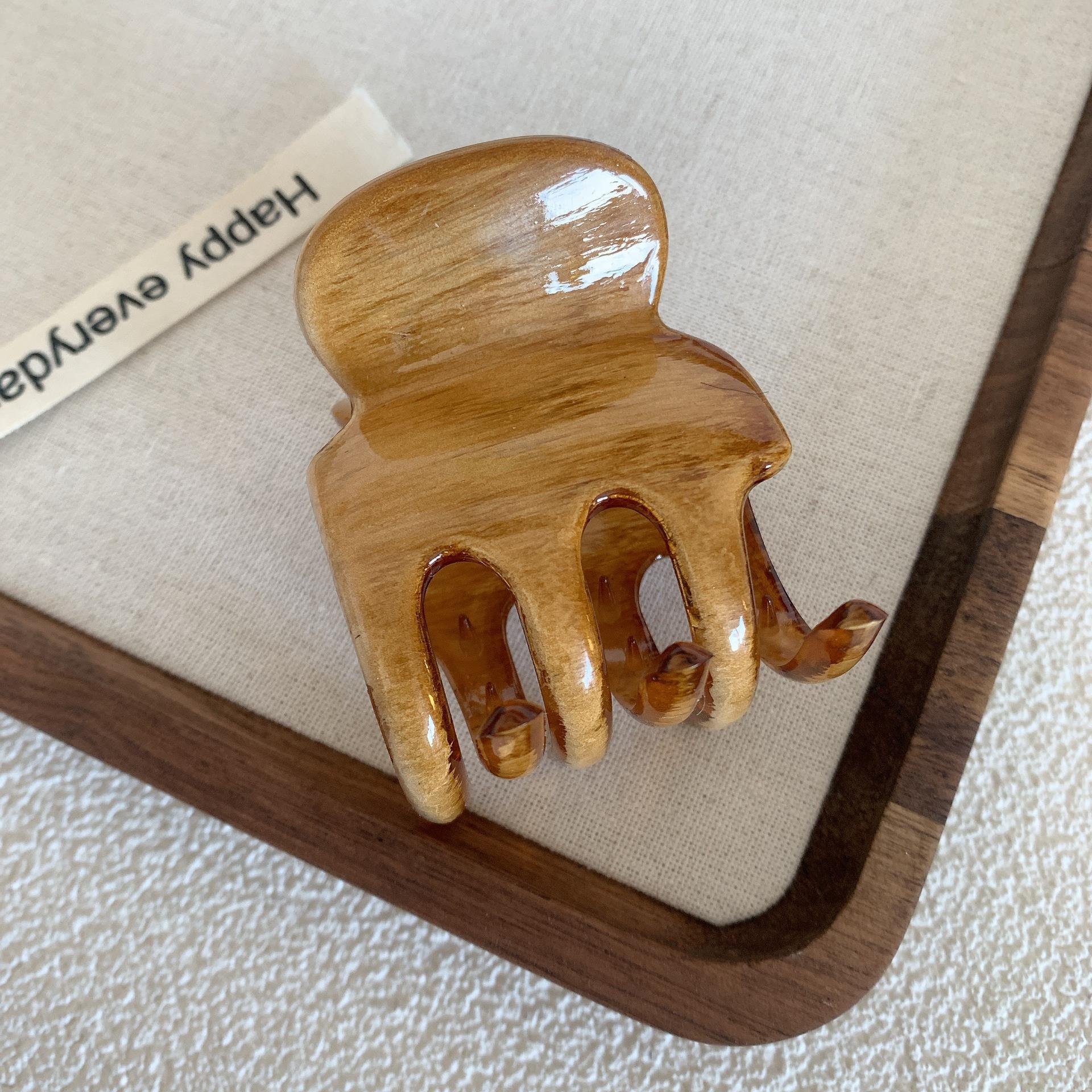 

New Acrylic Hair Claw Large Size Wood Color Shark Clip Hair Clamps Grab Elegant Women Hair Accessories