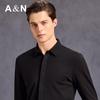 Antonio Men's Chinese Retro Jacquard Lamb Wool Blend Shirt