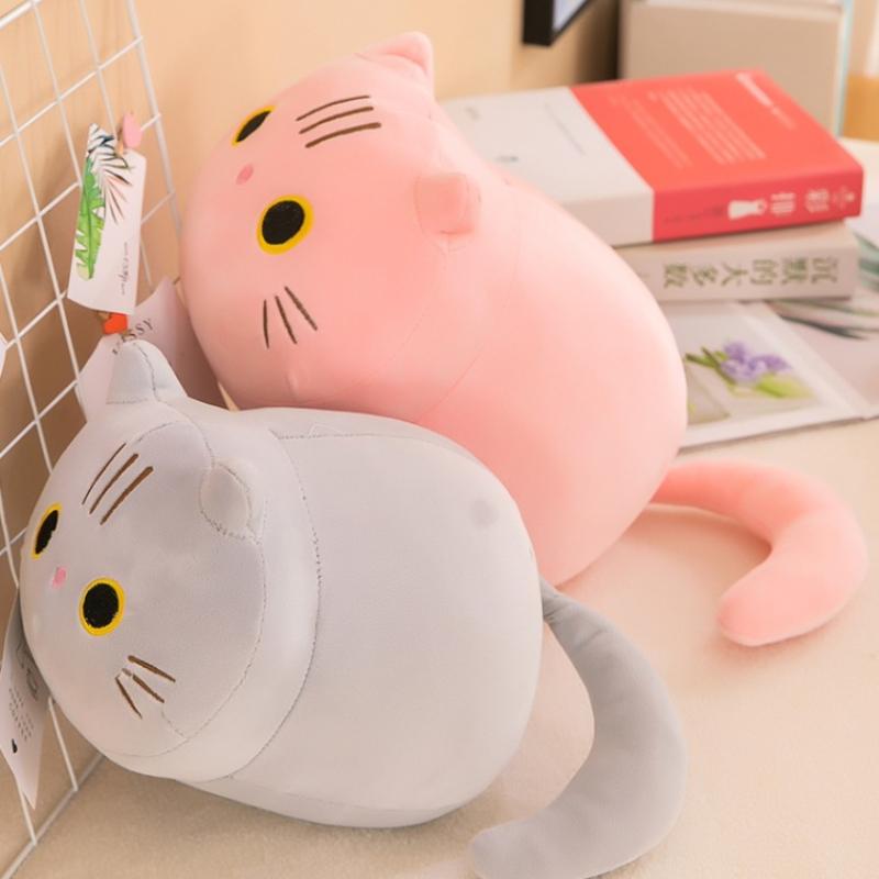 Non-Toxic 25/35Cm Soft Stuffed Cat Doll Ornament Cuddly Pillow Cushion Ins Black Cat Plush Toy Doll For Children Gift Plushie Stuffed Toys