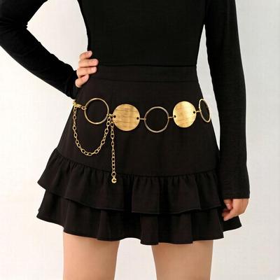 High-End Geometric Ring Waist Chain: Versatile Metal Belt, Retro Y2K Style for Dresses