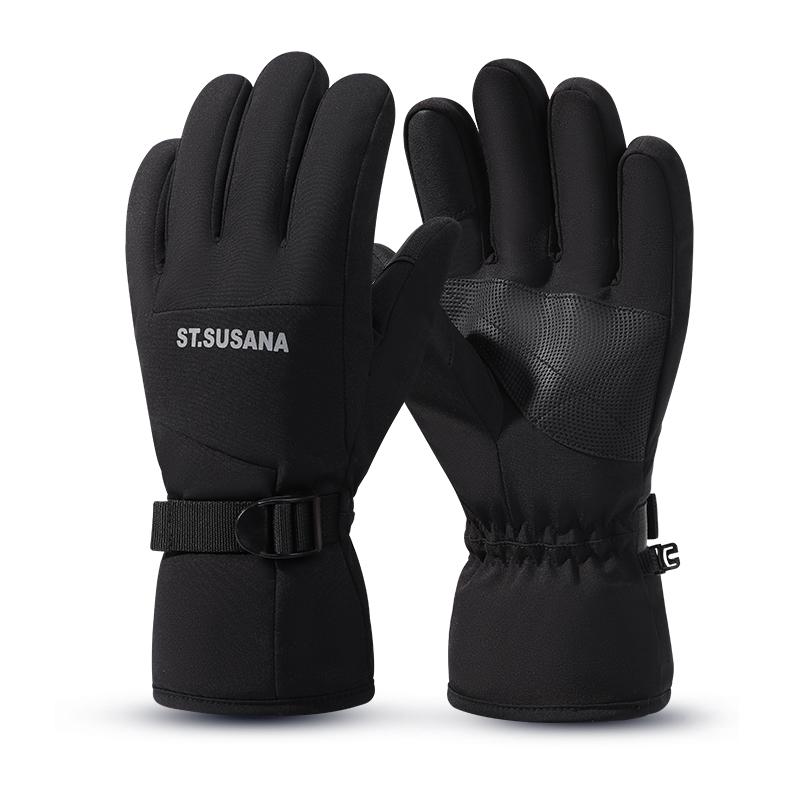 Winter Thickened Keep Warm Touchscreen Outdoor Sports Skiing Cycling Snow Gloves for Men Free чёрный