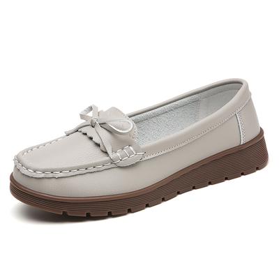 Fashion New Women's Loafers Spring Summer Leather Mother Flat Non-slip Walking Fitness Solid Color Plus Size Designer
