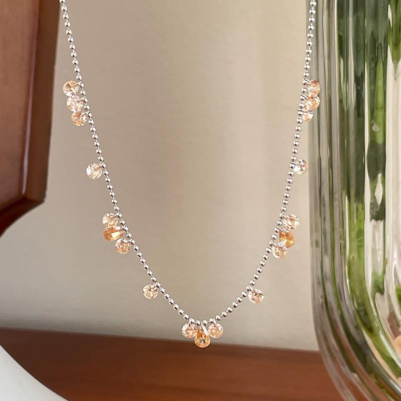 S925 Silver Super Flash Zircon Galaxy Water Drop Necklace Women's Exquisite Light Luxury Fringed Collarbone Chain Accessories