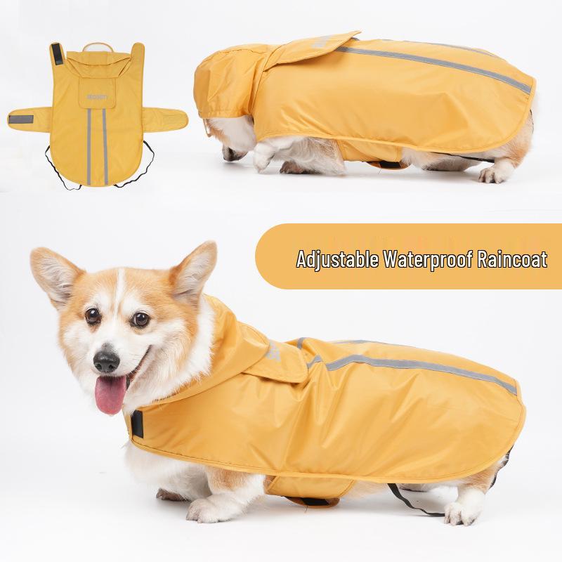 Reflective Waterproof Dog Raincoat for Small and Medium Pets - Leashable Outdoor Rainy Day Gear