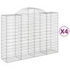 VidaXL Paniers à gabions arqués 4 pcs 200x50x140/160 cm Fer galvanisé, gabion, cage de gabion, panier de mur de gabion, mur 3146364