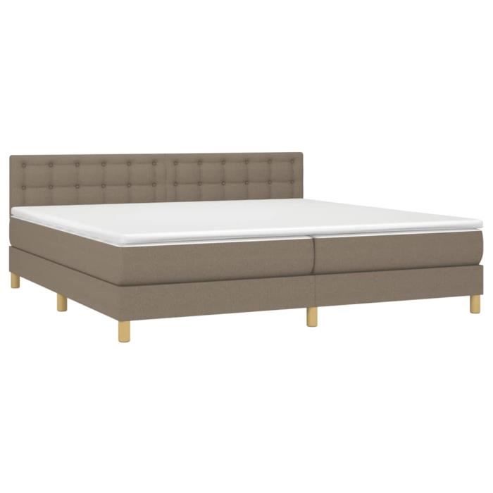 3140965 vidaXL Divan Bed with Mattress Taupe 200x200 Cm Fabric